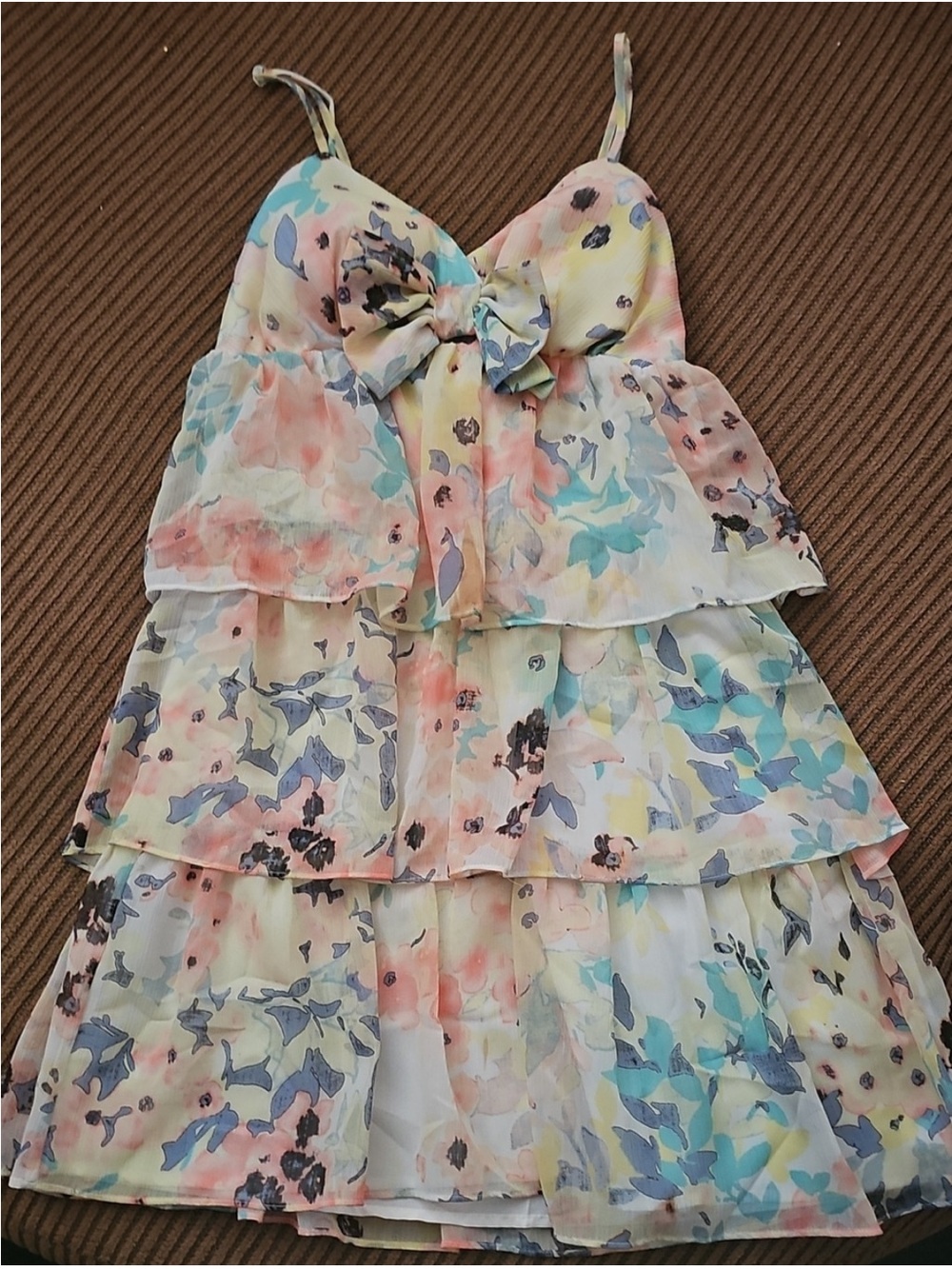 Candies Pastel Floral Tiered Bow Mini Dress